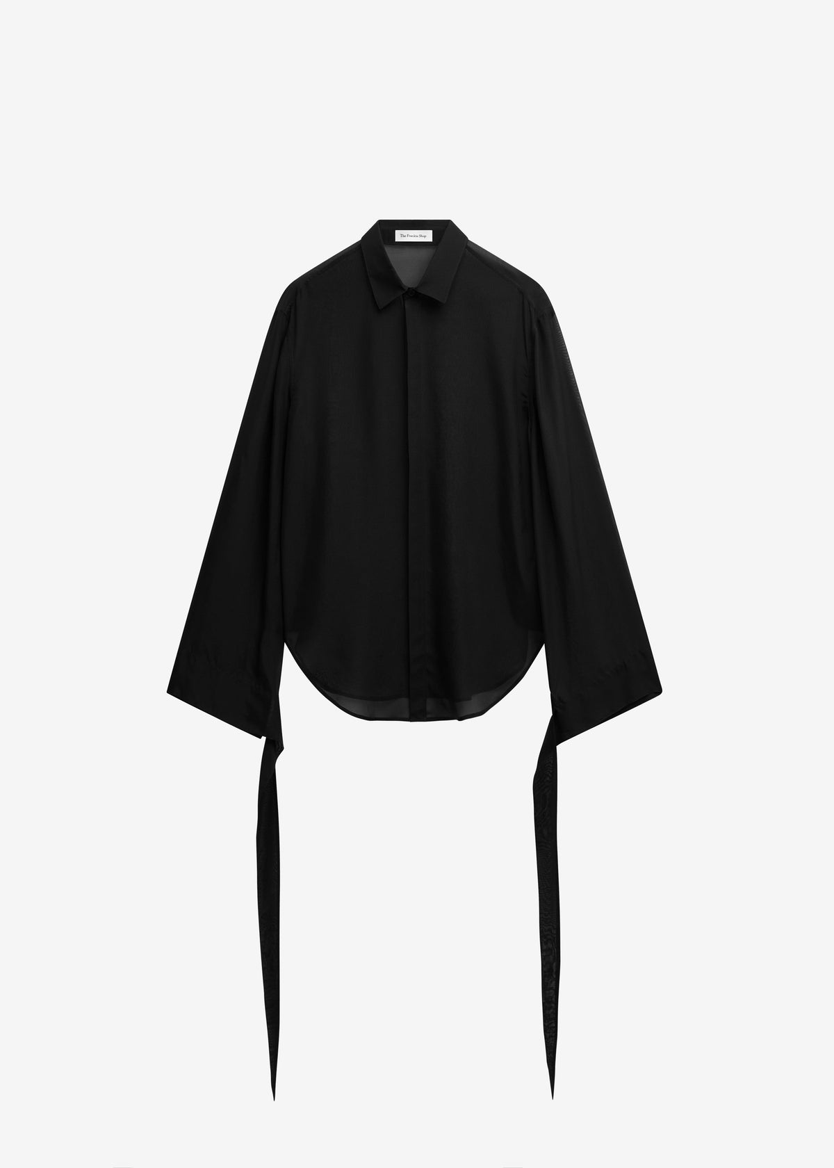 Verlin Sheer Chiffon Tie Cuff Shirt - Black – view 10 of 10