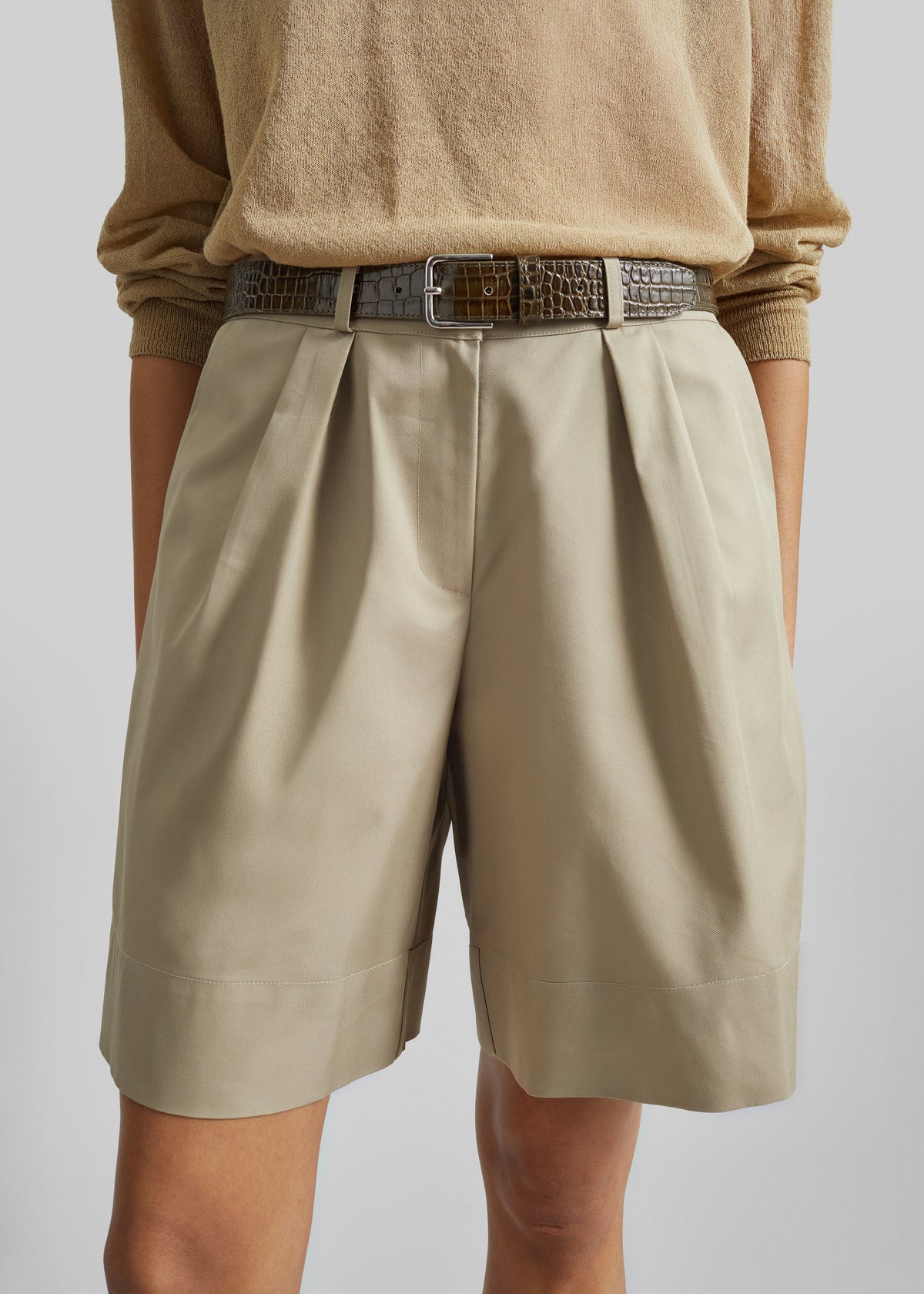 Veyra Adjustable Cuff Shorts - Beige – view 8 of 10
