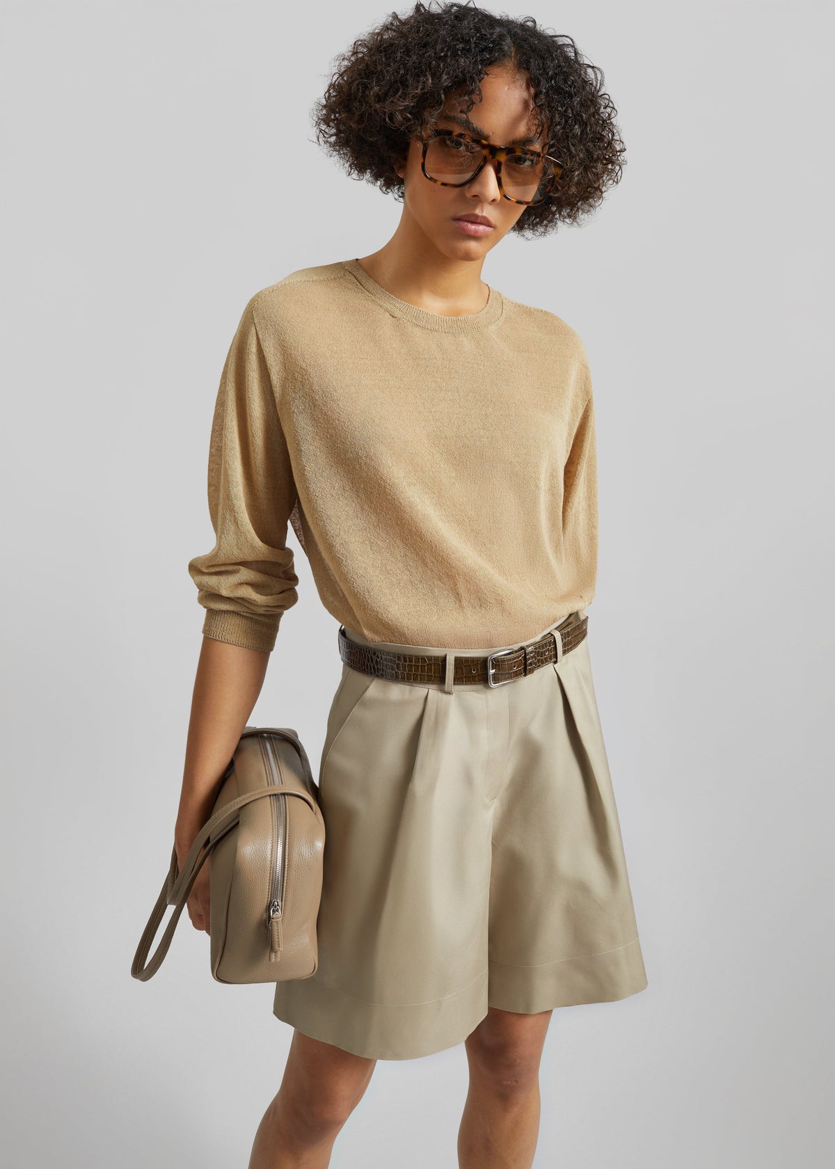 Veyra Adjustable Cuff Shorts - Beige – view 2 of 10