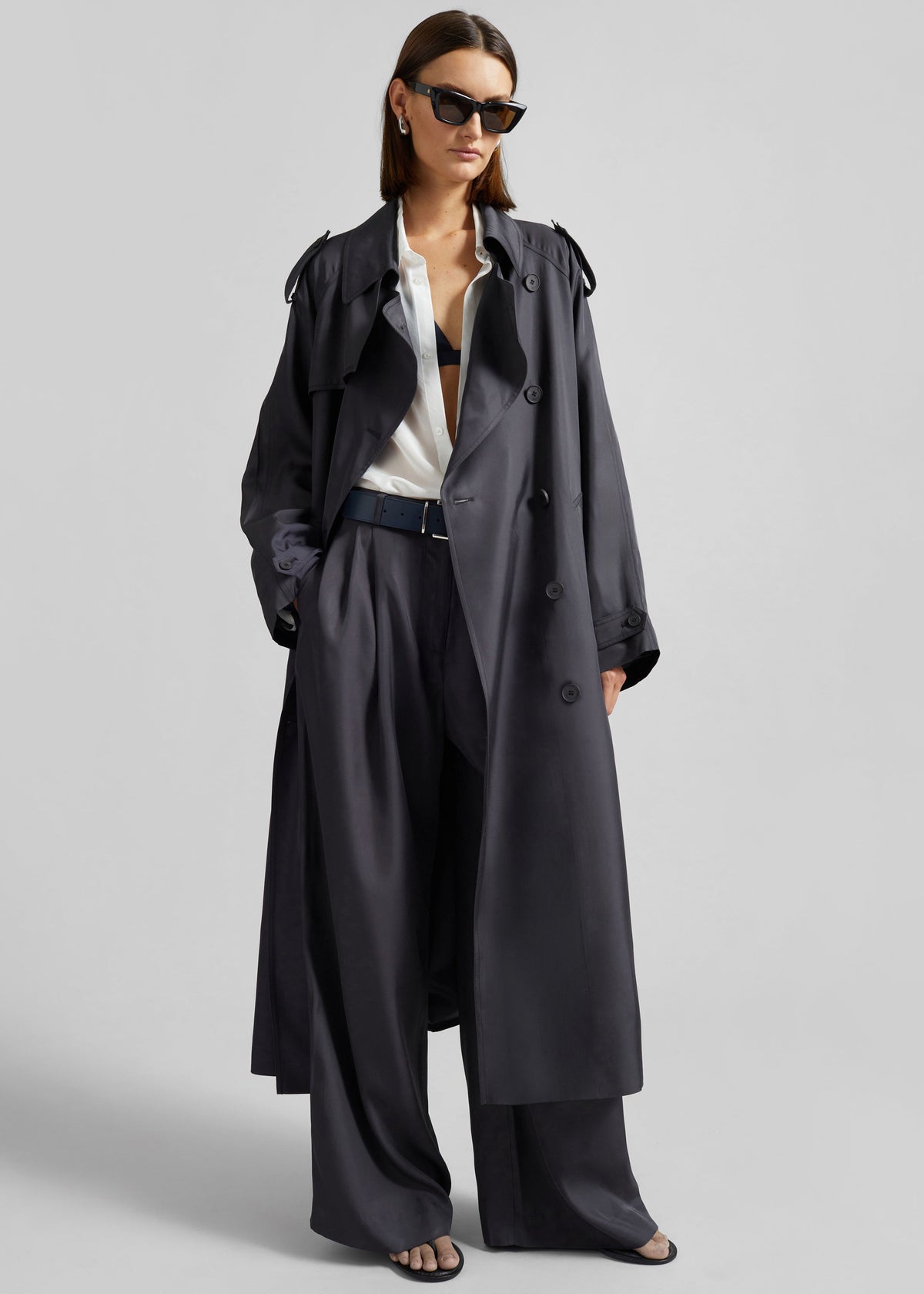 Veyron Silk Trench - Storm Grey – view 1 of 7