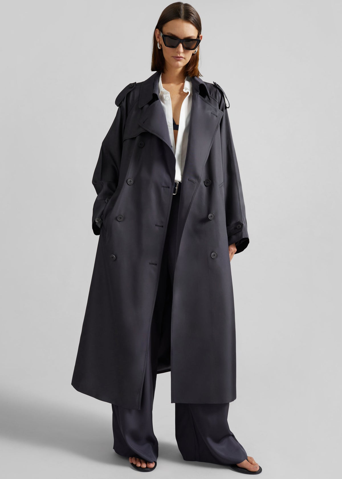 Veyron Silk Trench - Storm Grey – view 5 of 7