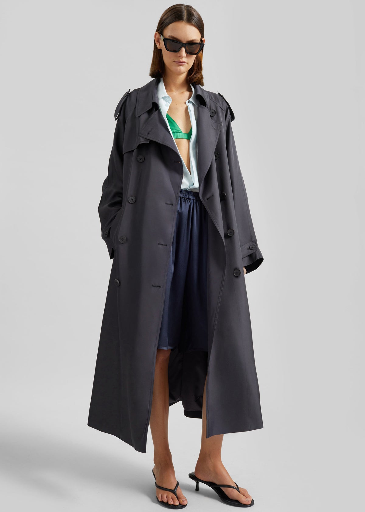 Veyron Silk Trench - Storm Grey – view 2 of 7