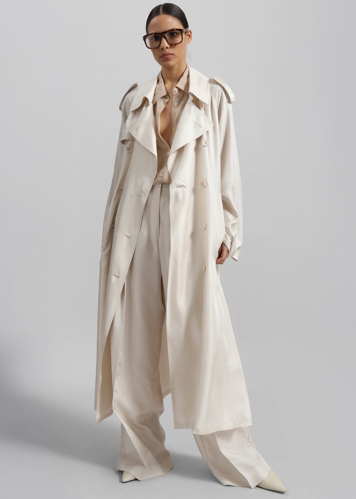 Veyron Silk Trench - Ivory – view 2 of 8