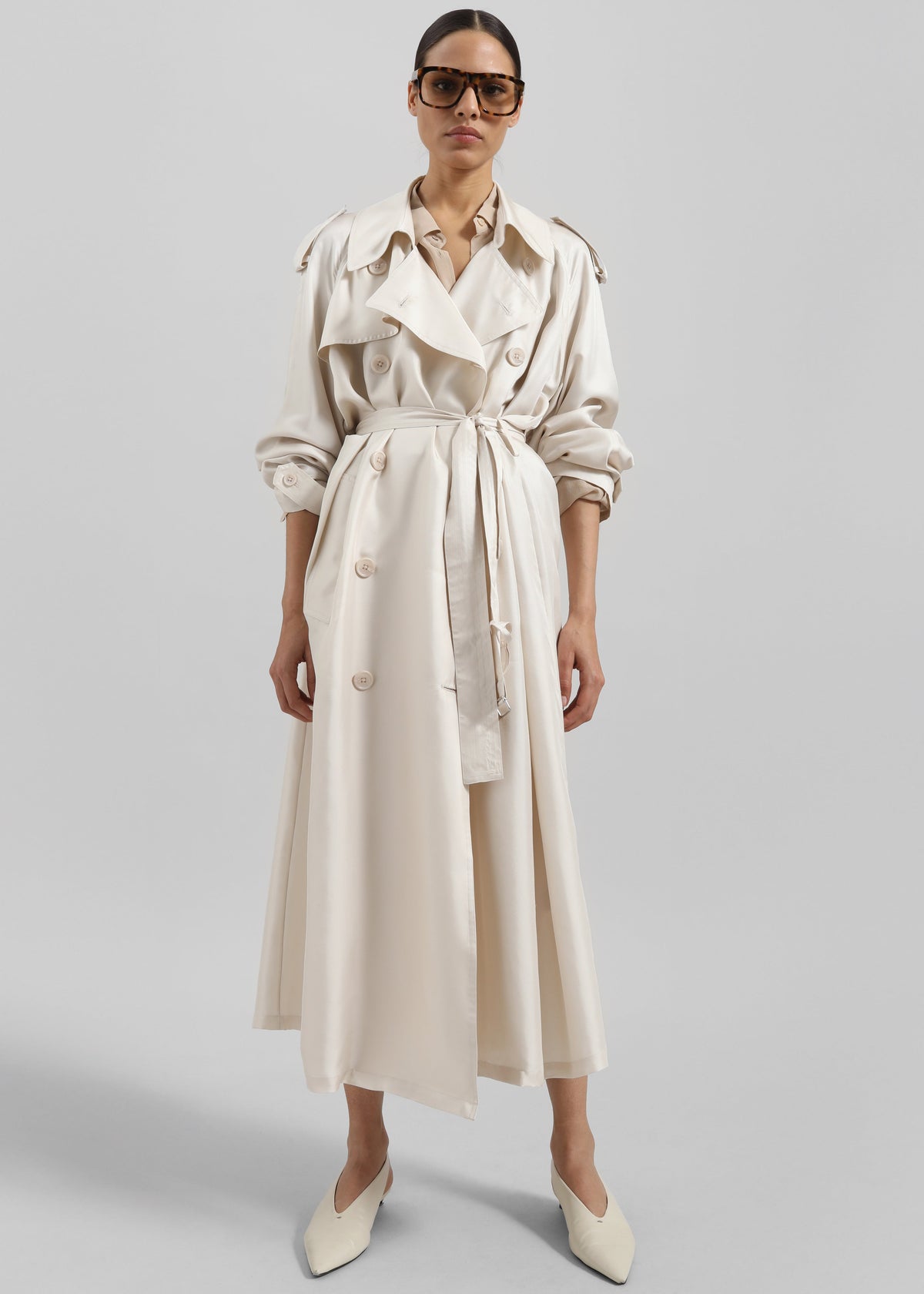 Veyron Silk Trench - Ivory – view 1 of 8