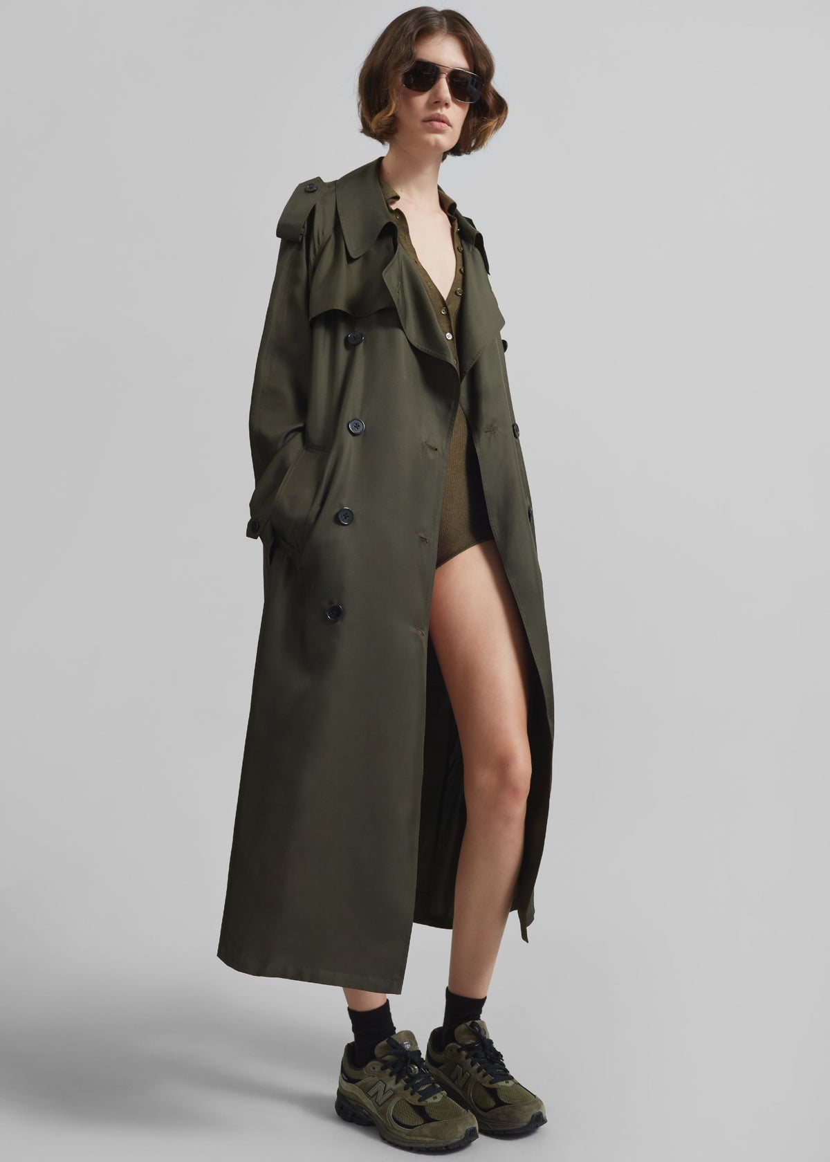 Veyron Silk Trench - Khaki – view 5 of 8