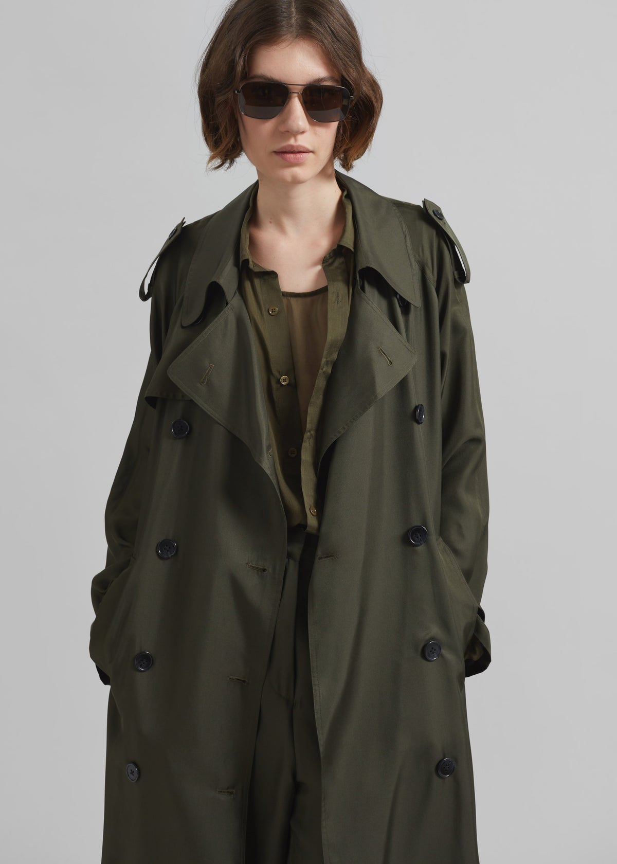 Veyron Silk Trench - Khaki – view 2 of 8