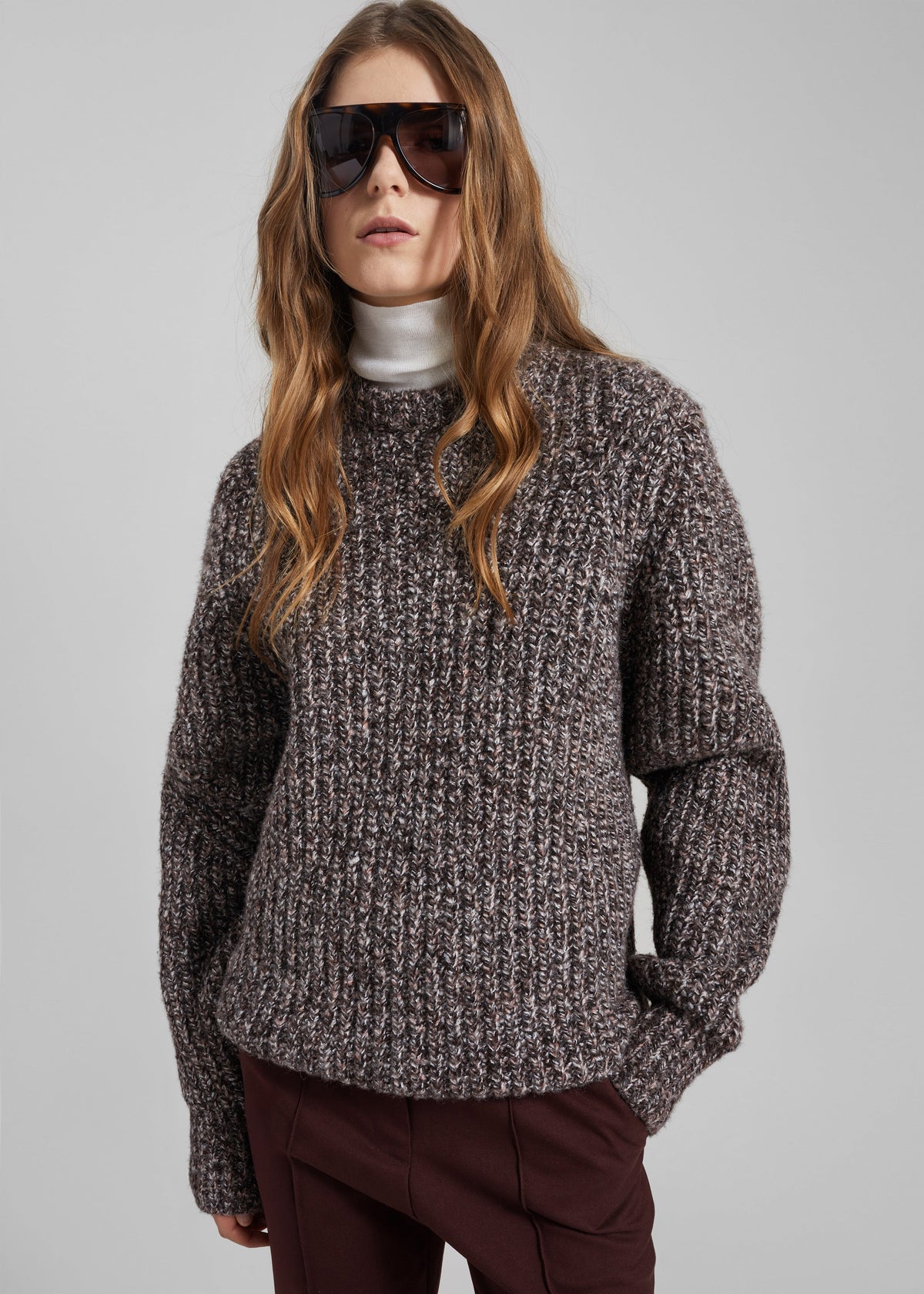 Vezia Chunky Knit Sweater - Brown Melange – view 1 of 7