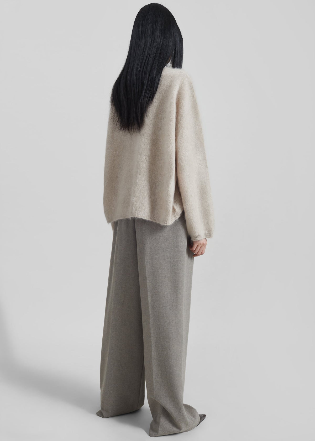 Vilhena Wool Fuzzy V-Neck Sweater - Beige – view 6 of 7