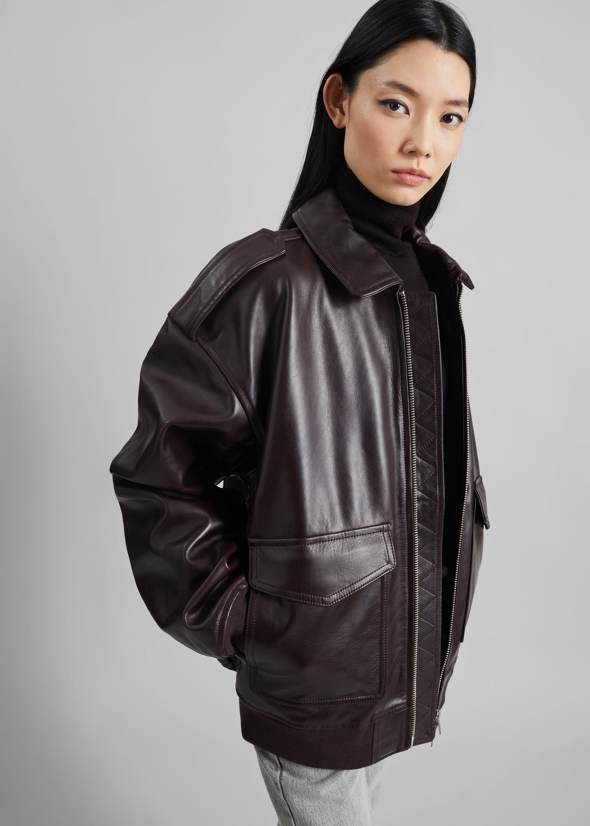 Viper Leather Jacket - Dark Plum – view 2 of 15