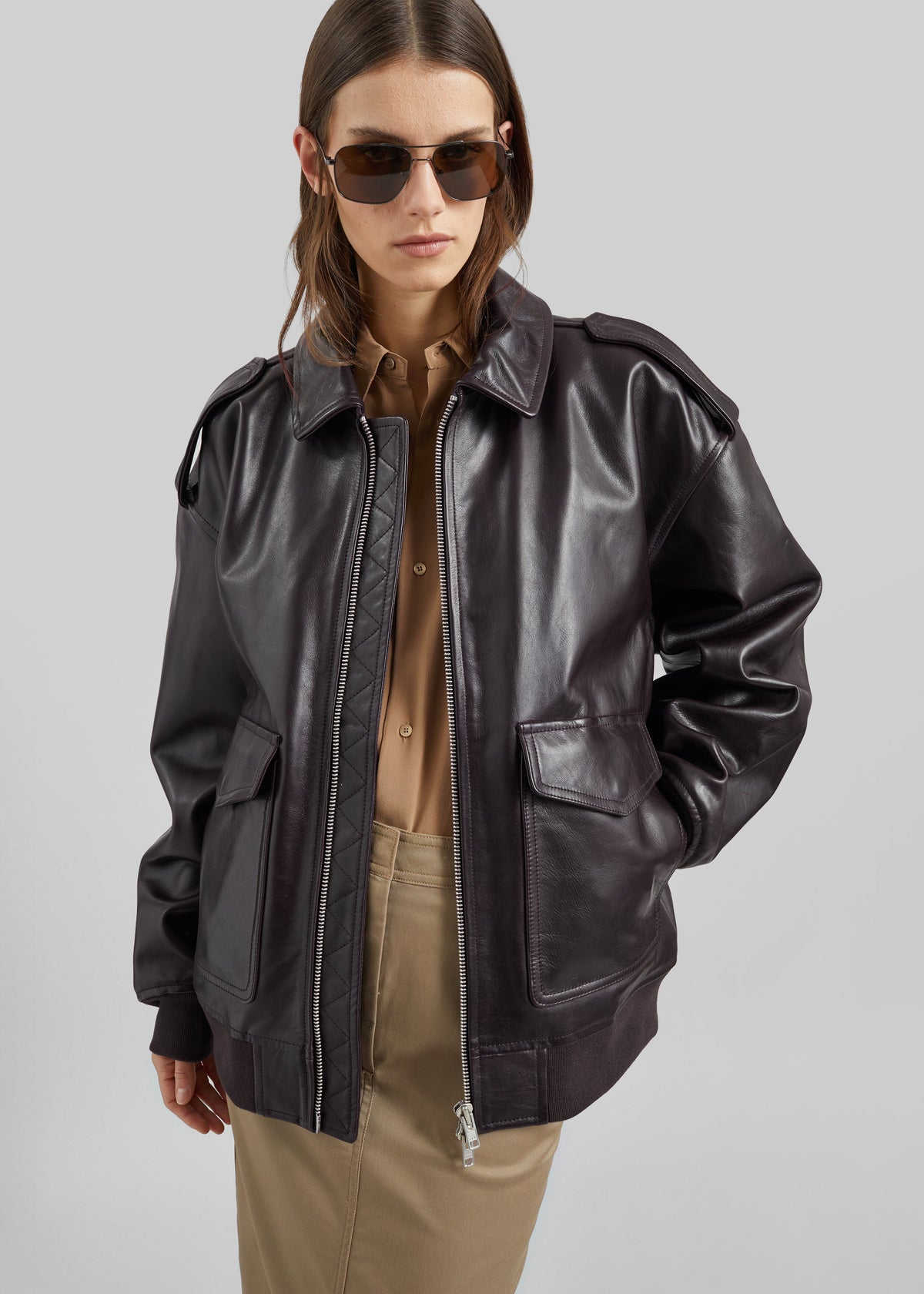 Viper Leather Jacket - Dark Plum – view 1 of 15