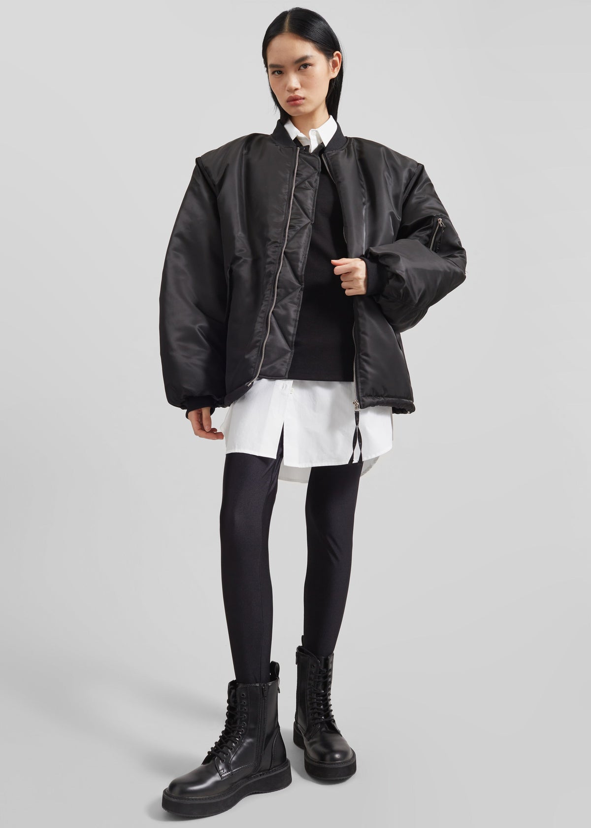 Volme Padded Bomber Jacket - Black – view 3 of 7
