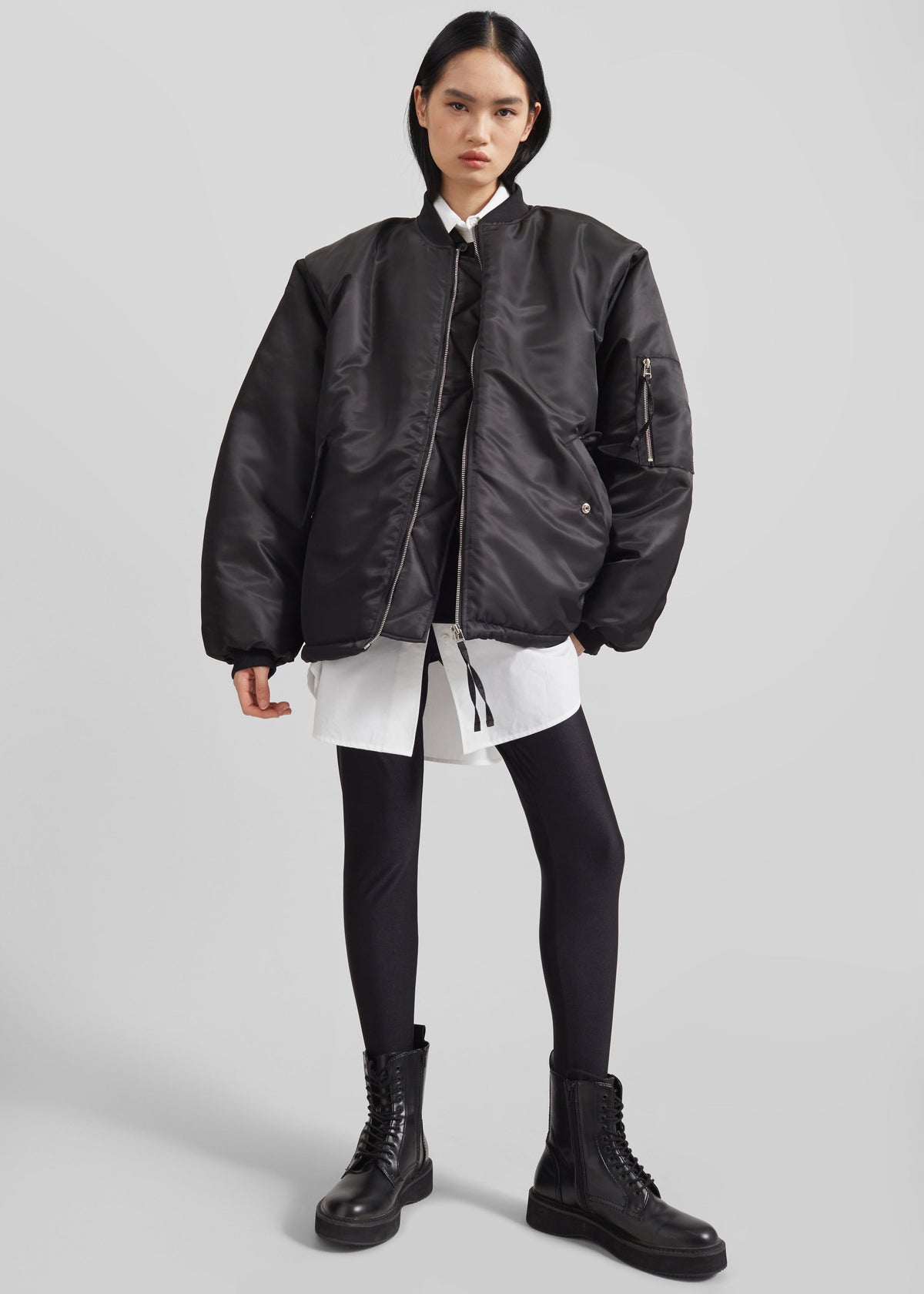 Volme Padded Bomber Jacket - Black – view 1 of 7