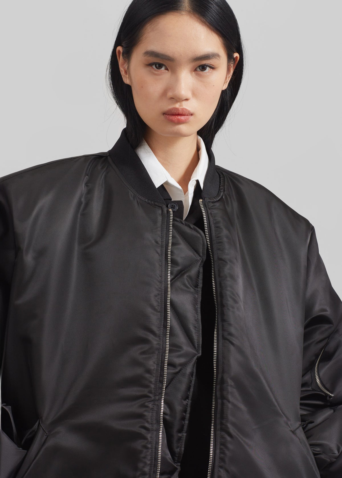 Volme Padded Bomber Jacket - Black – view 5 of 7