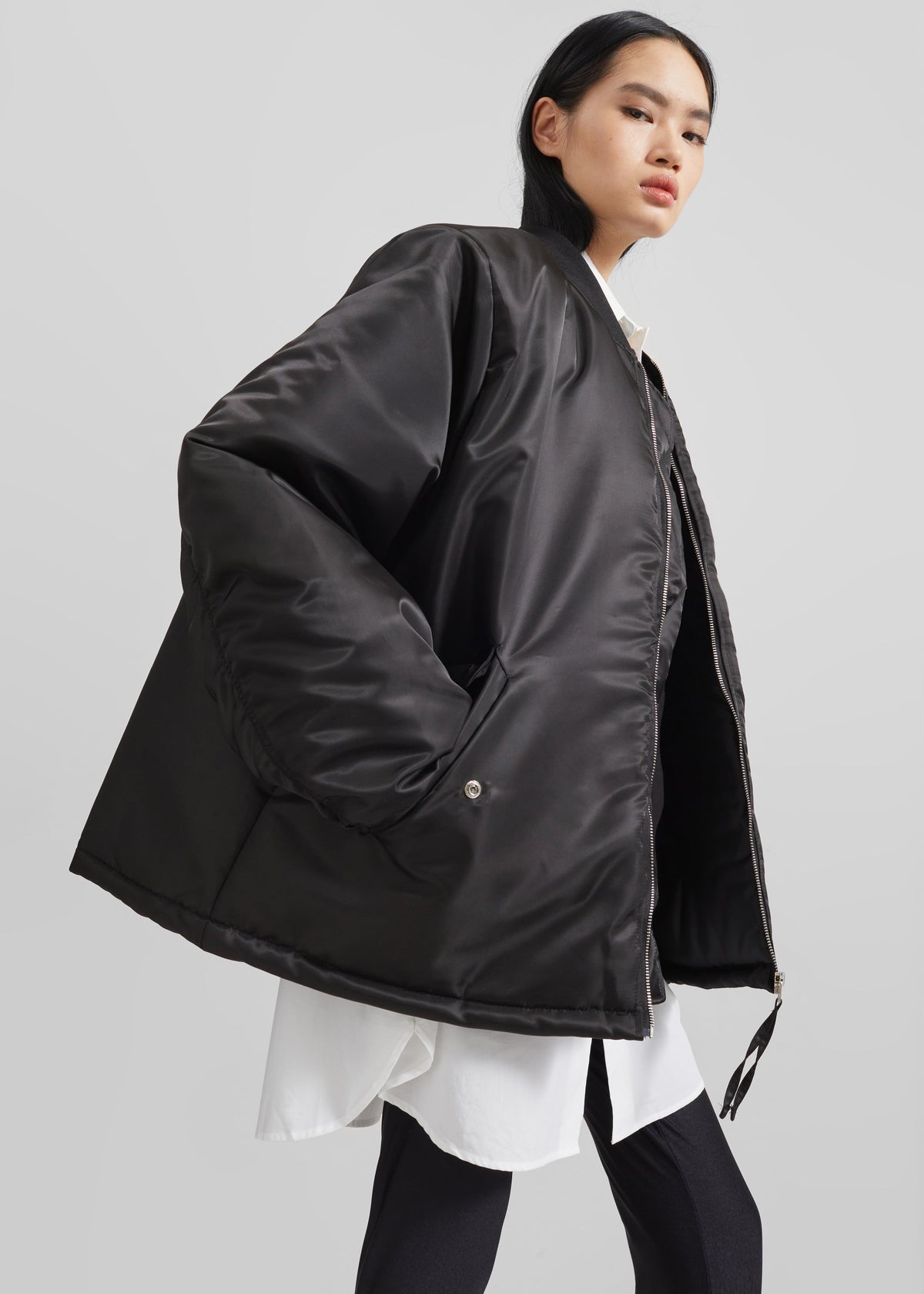 Volme Padded Bomber Jacket - Black – view 2 of 7