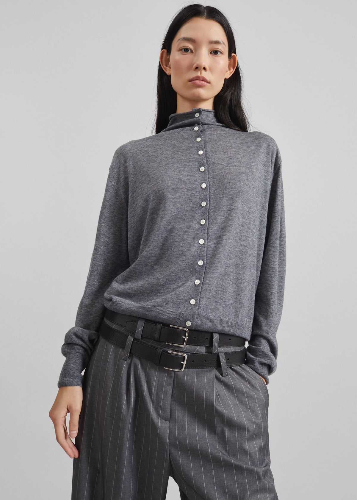 Vradal High Neck Cardigan - Grey – view 4 of 8