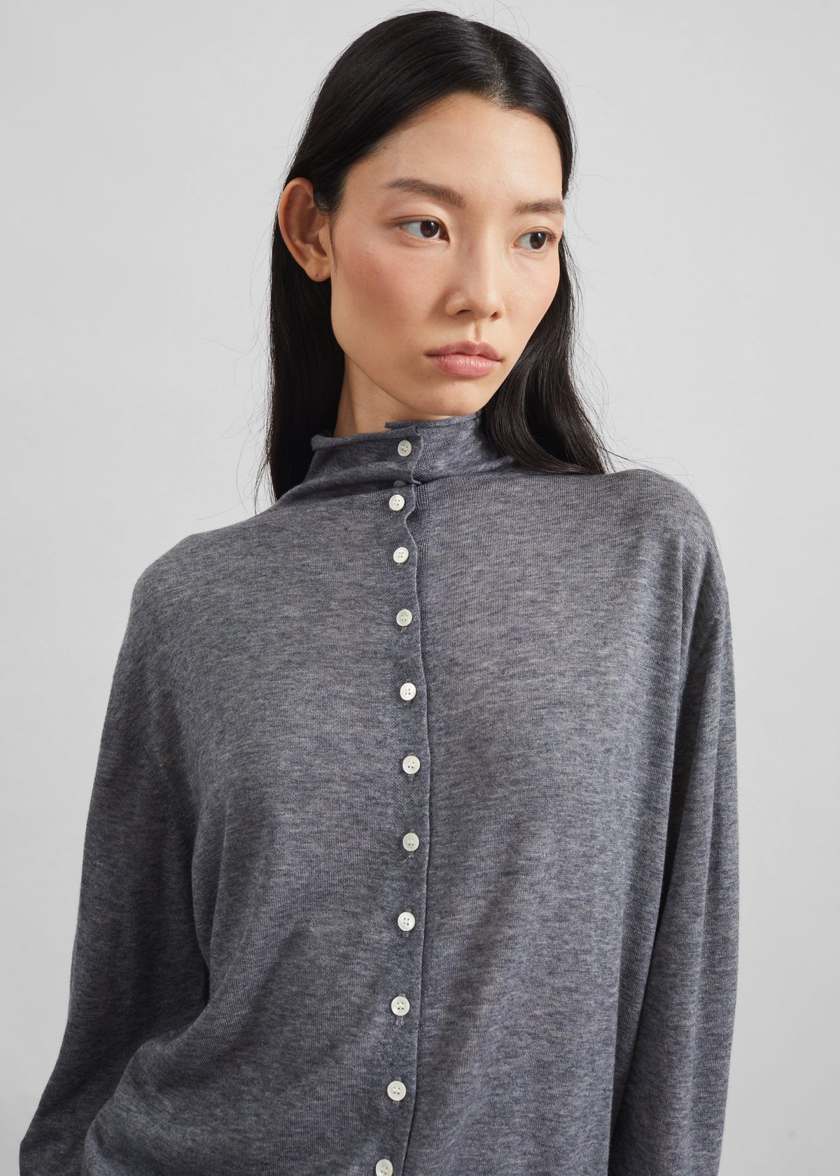 Vradal High Neck Cardigan - Grey – view 3 of 8