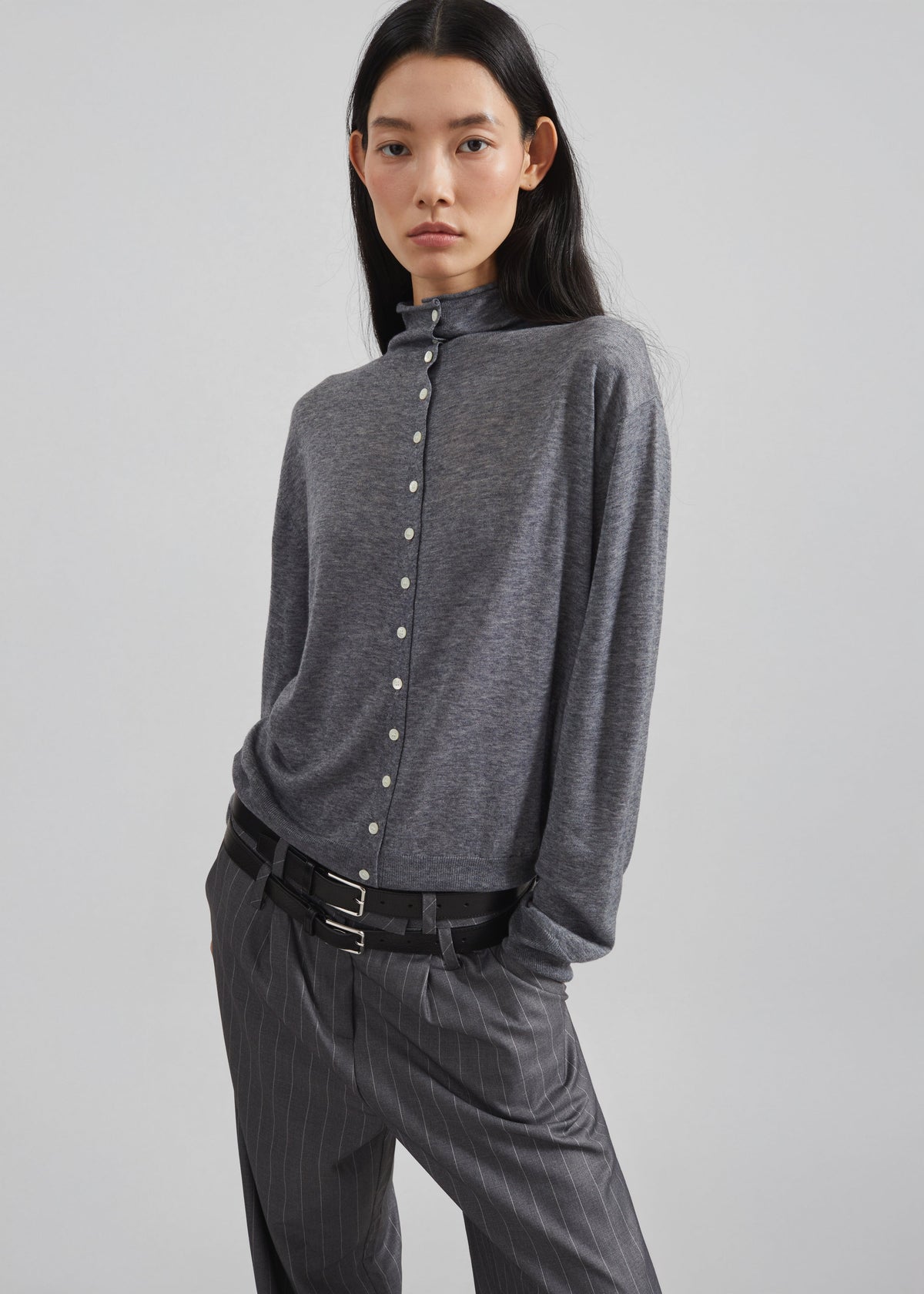 Vradal High Neck Cardigan - Grey – view 1 of 8