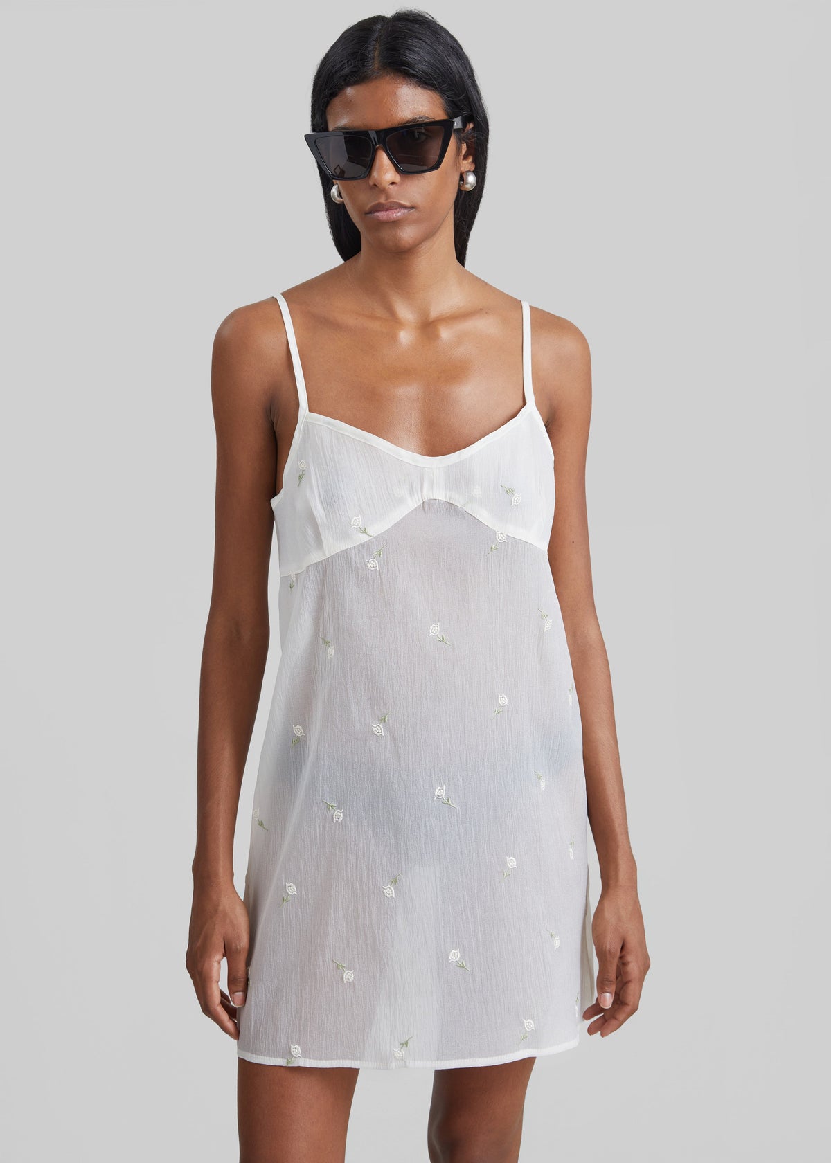 Walina Sheer Embroidered Slip Dress - Ivory – view 4 of 5