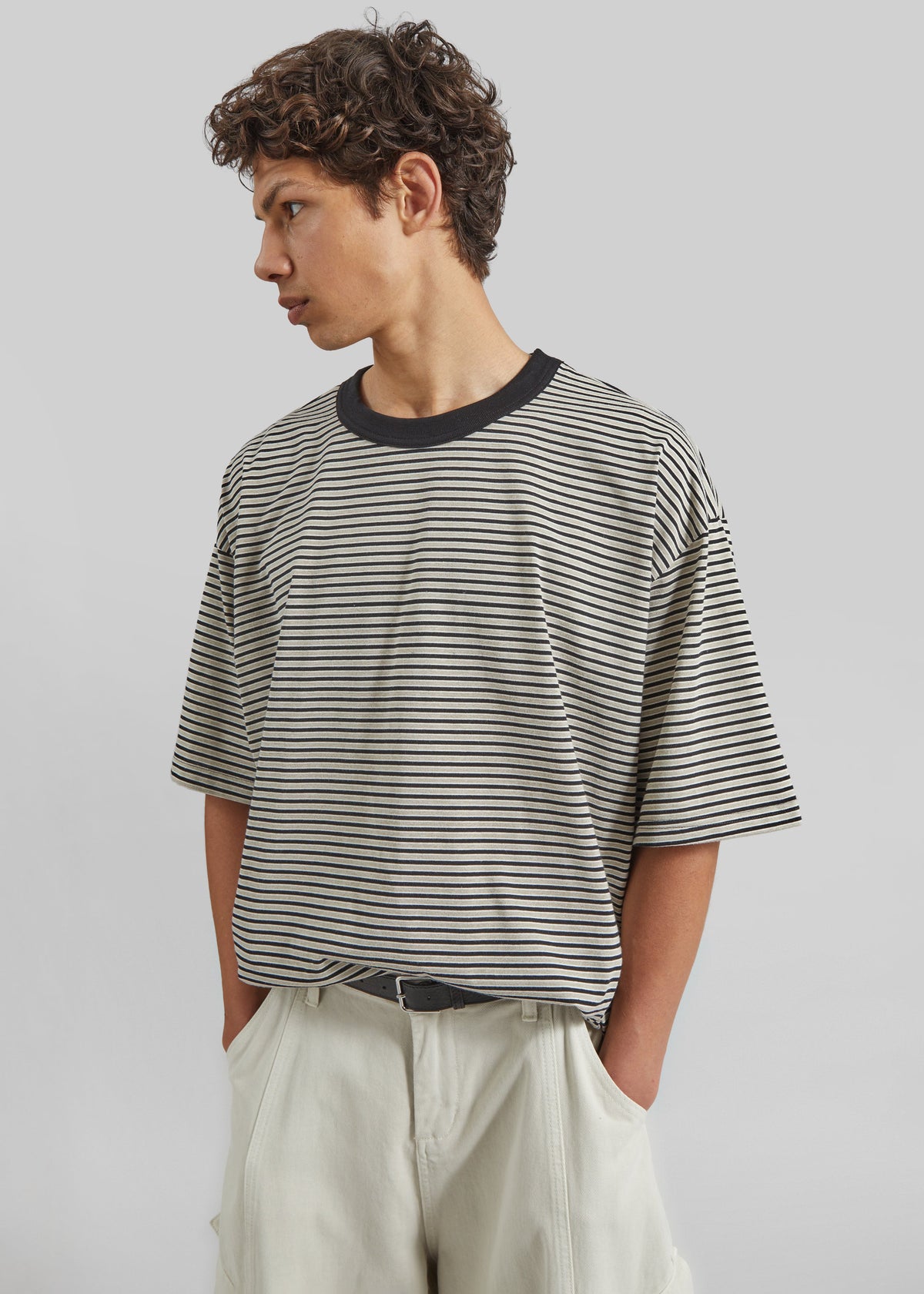 Wallace Oversized T-Shirt - Beige/Brown Stripe – view 1 of 7