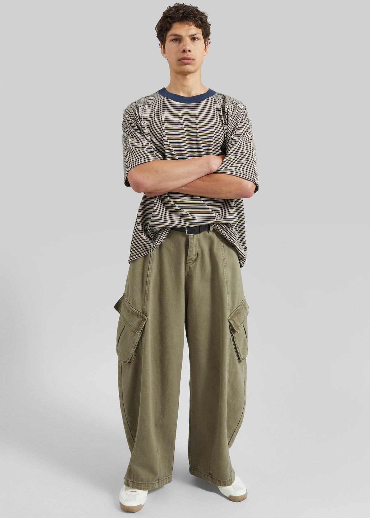 Wallace Oversized T-Shirt - Beige/Navy Stripe – view 5 of 8