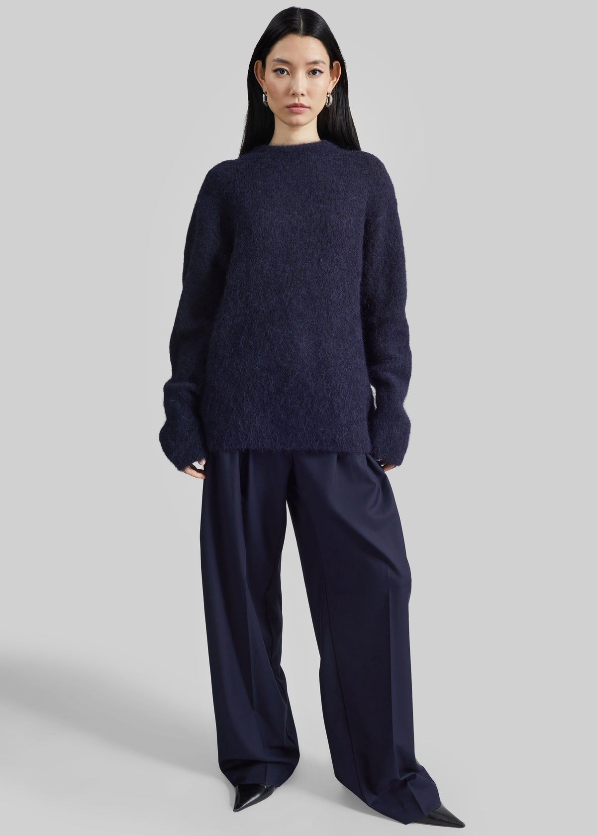 Willy Alpaca Knit Sweater - Navy – view 2 of 11