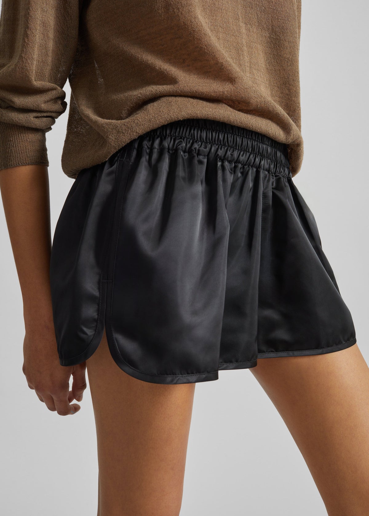 Zafra Satin Mini Shorts - Black – view 3 of 8