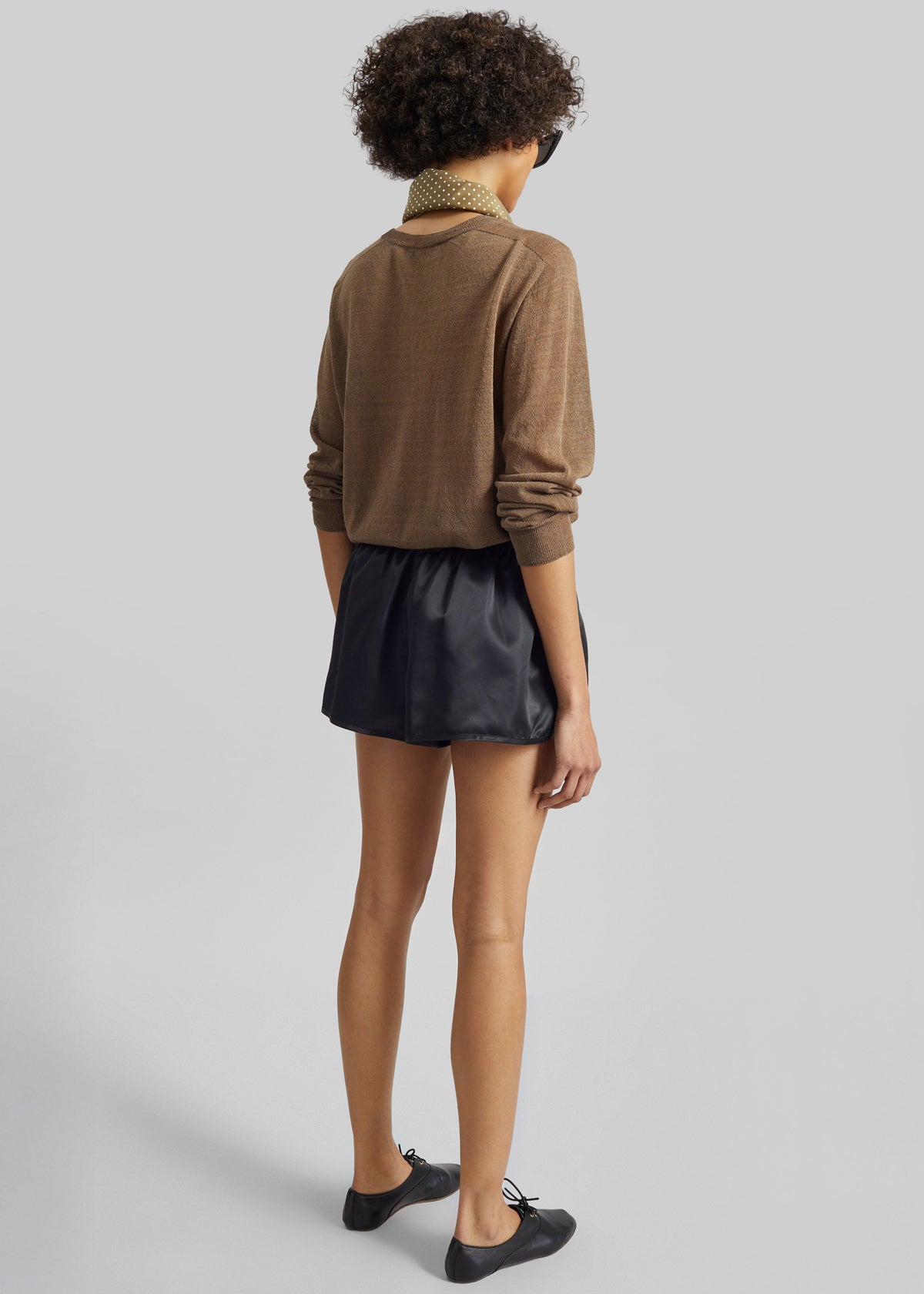 Zafra Satin Mini Shorts - Black – view 7 of 8