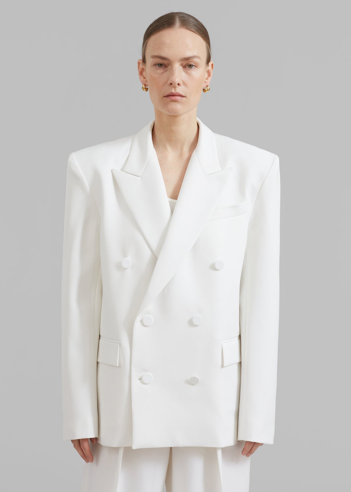 Zia Covered Buttons Blazer - White – view 8 of 12
