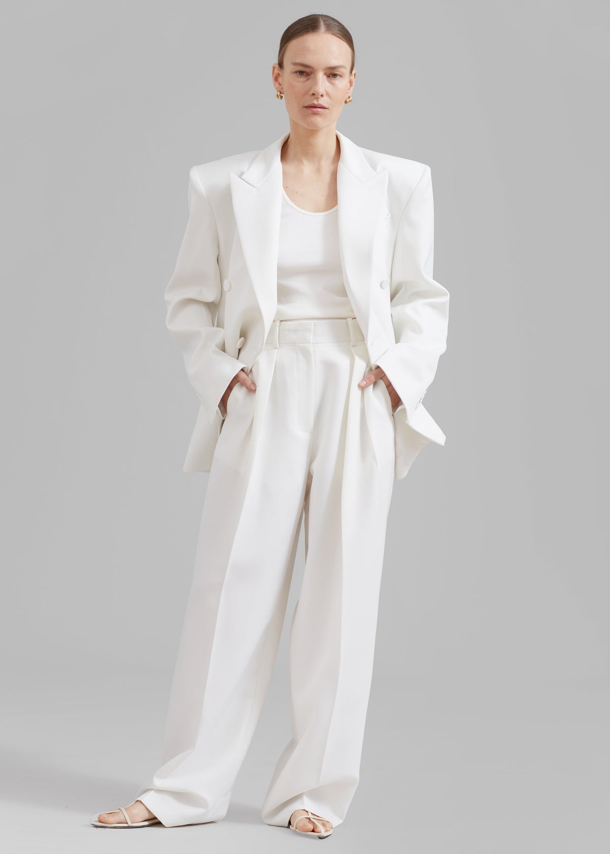 Zia Covered Buttons Blazer - White – view 7 of 12