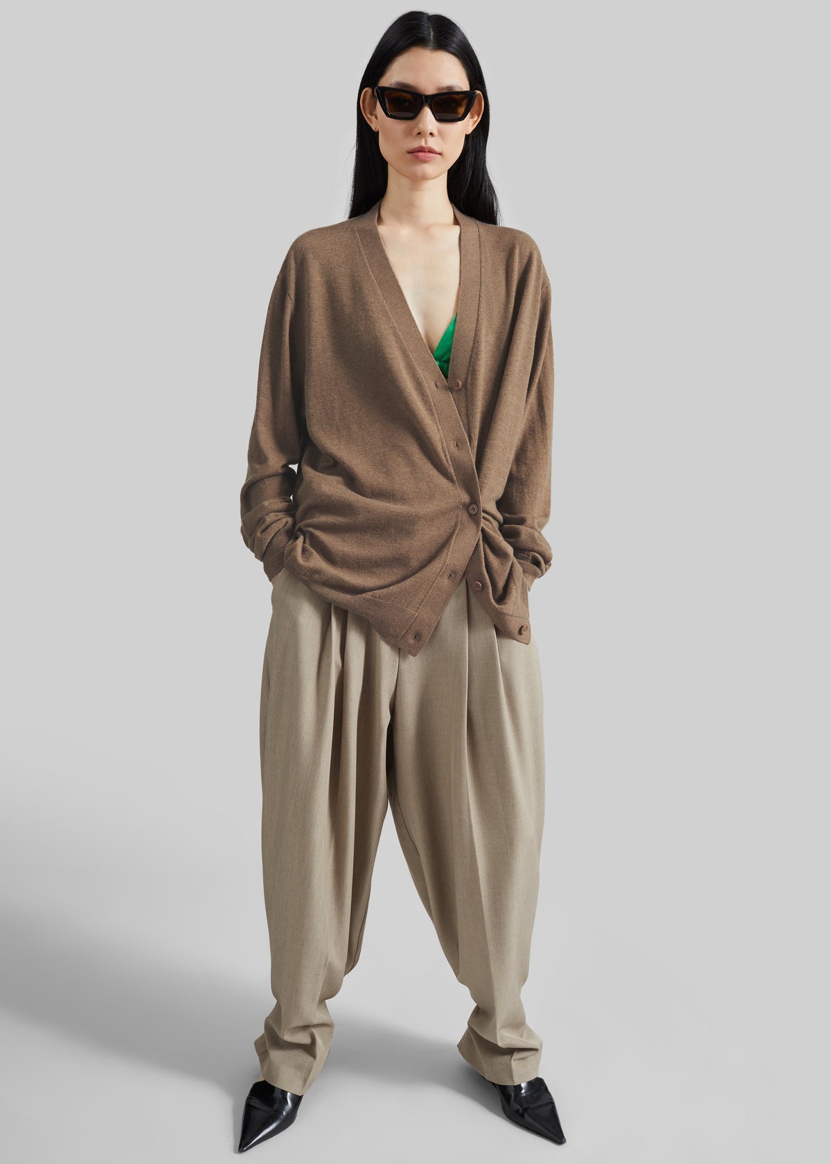 Zina V-Neck Cardigan - Mocha – view 2 of 10
