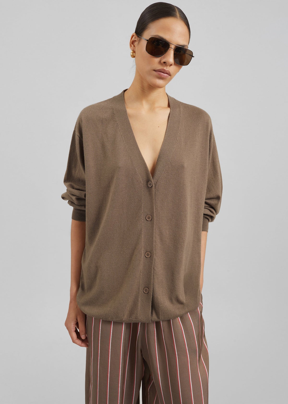 Zina V-Neck Cardigan - Mocha – view 7 of 10