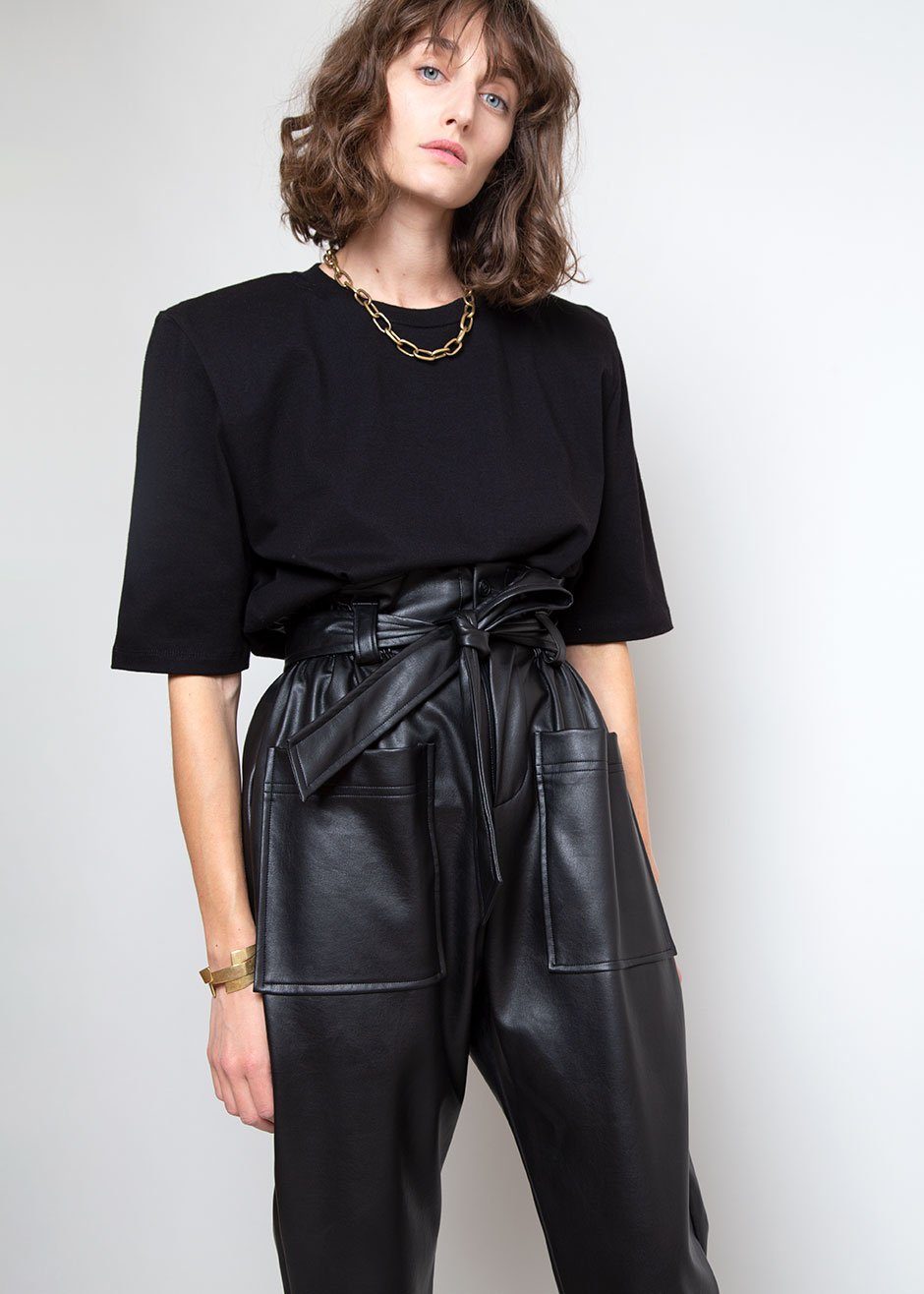 Carrington Padded Shoulder Tee in Black top Nickishop – view 5 of 9