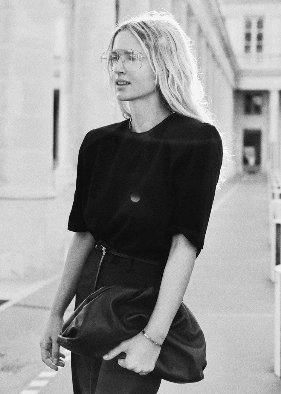 Carrington Padded Shoulder Tee in Black top Nickishop – view 4 of 9