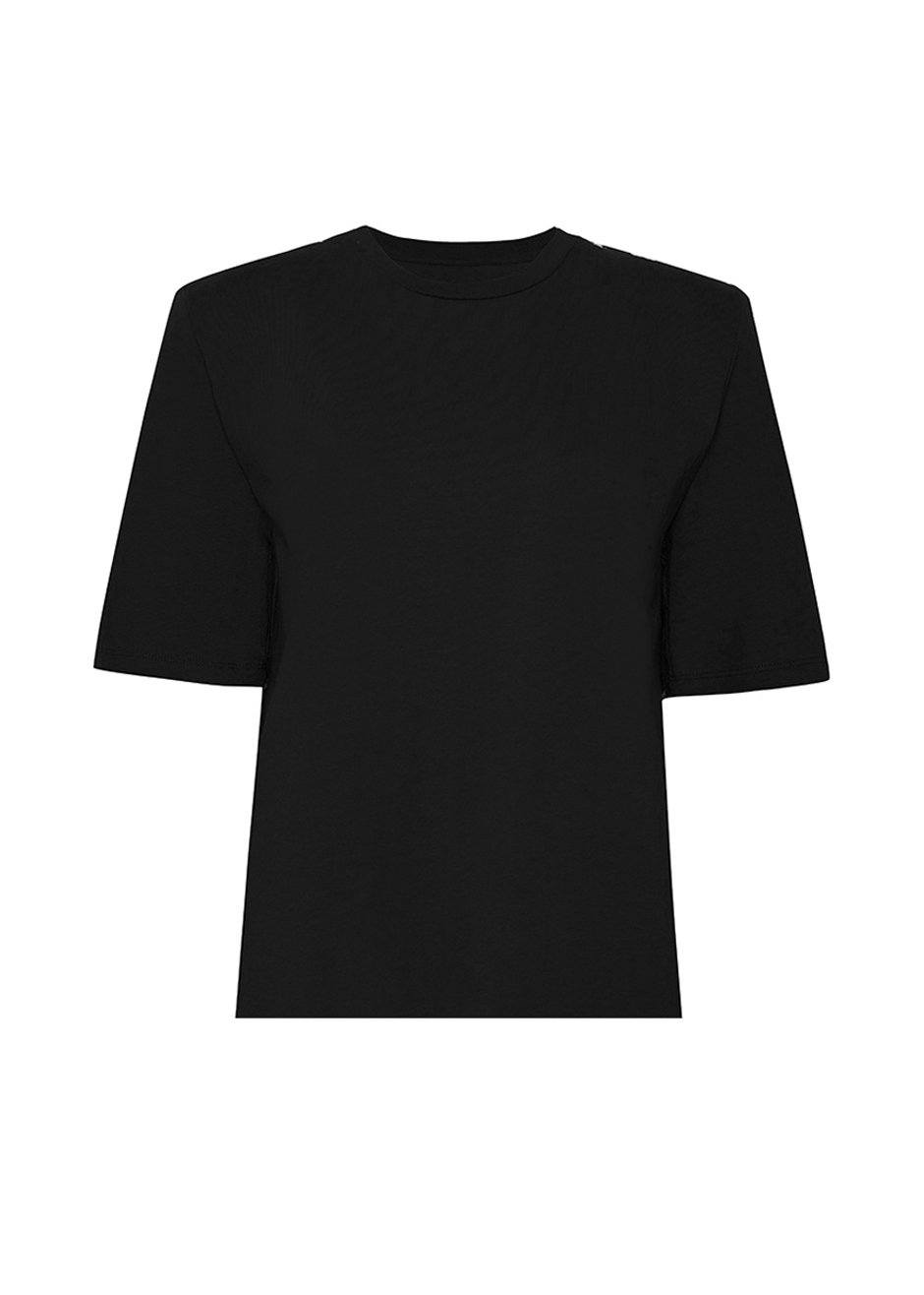 Carrington Padded Shoulder Tee in Black top Nickishop – view 9 of 9