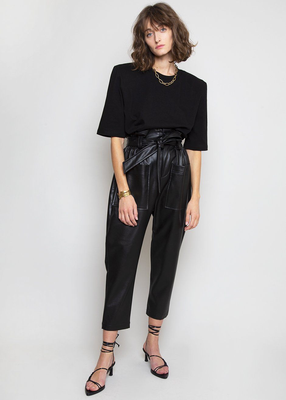Carrington Padded Shoulder Tee in Black top Nickishop – view 6 of 9