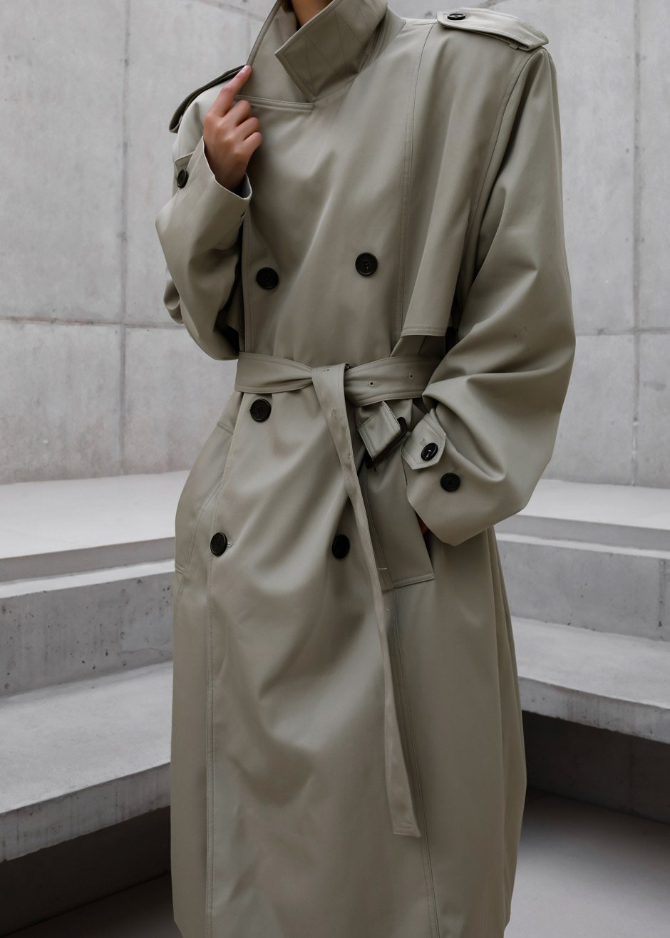 Eugene Trench Coat - Pale Khaki Coat Nickishop – view 6 of 13