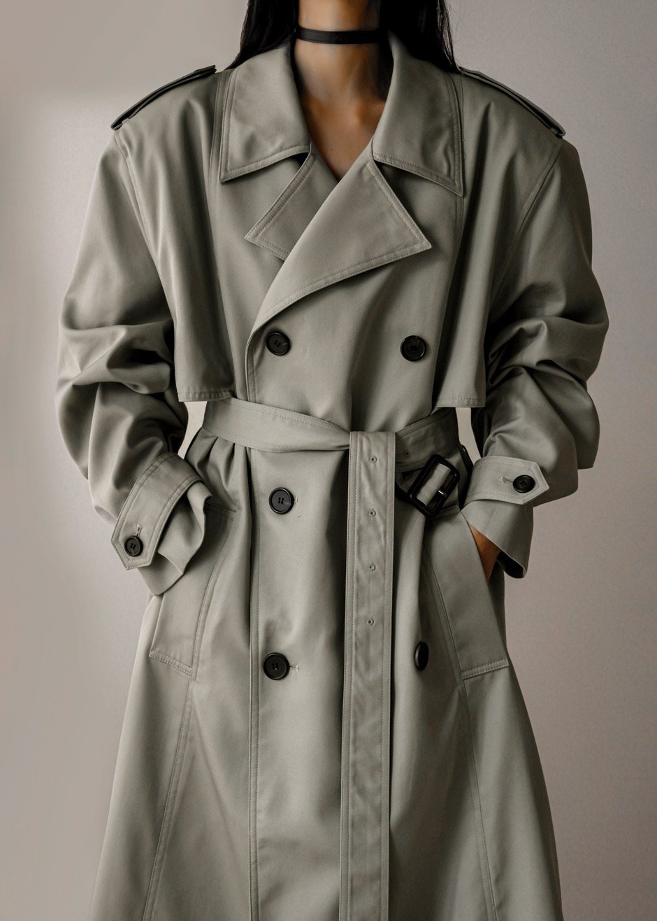 Eugene Trench Coat - Pale Khaki Coat Nickishop – view 9 of 13