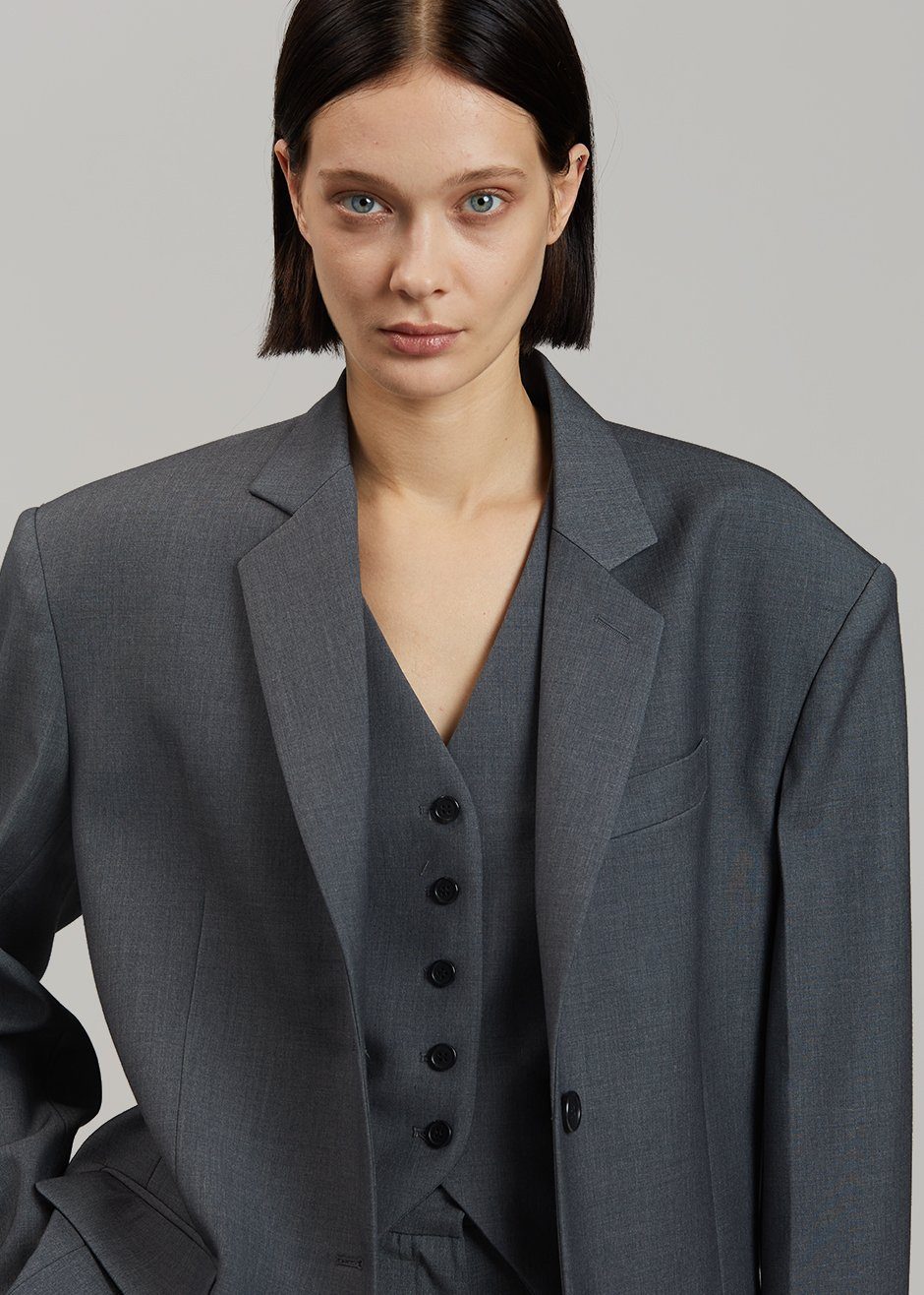 Gelso Oversized Blazer - Dark Grey Melange Blazer Nickishop – view 5 of 14