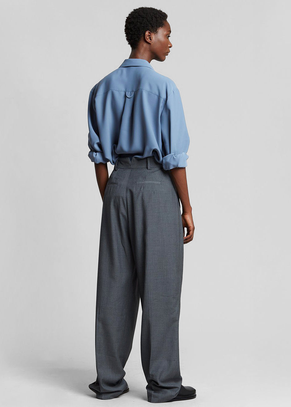 Gelso Pleated Trousers - Dark Grey Melange – view 12 of 13