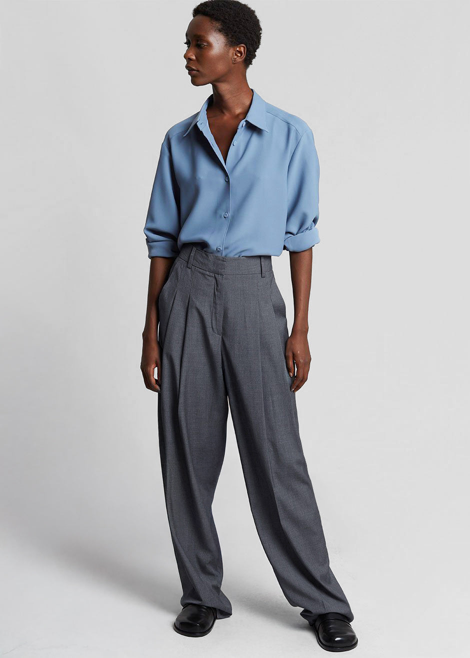 Gelso Pleated Trousers - Dark Grey Melange – view 9 of 13