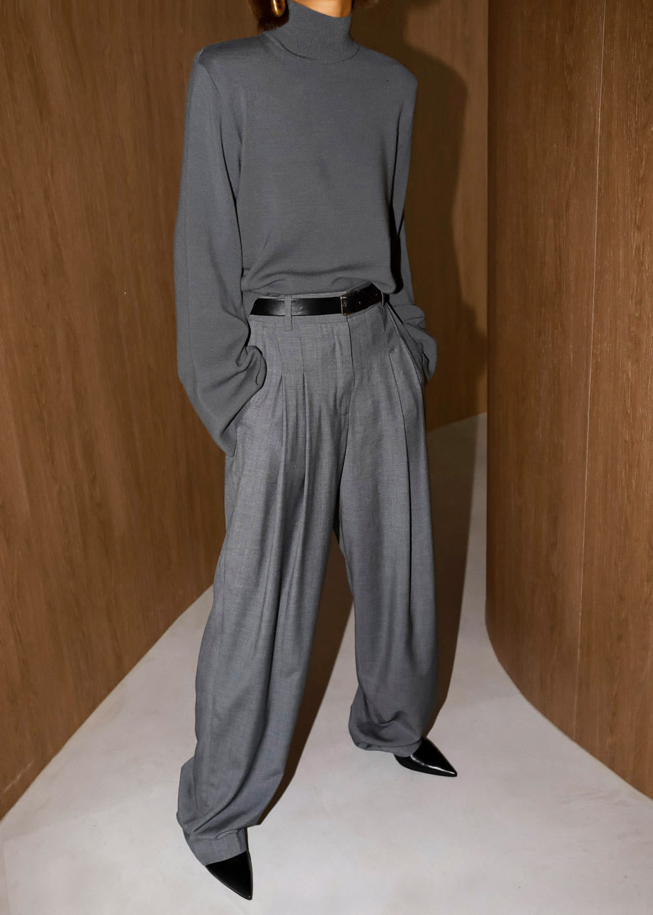 Gelso Pleated Trousers - Dark Grey Melange – view 4 of 13