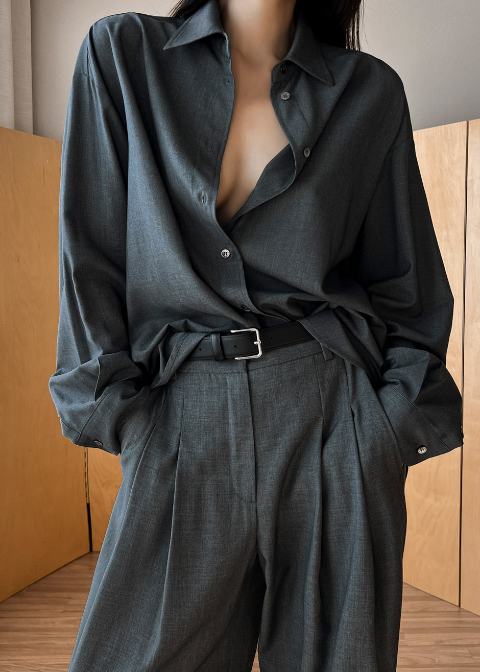 Gelso Shirt - Dark Grey Melange Shirt Nickishop – view 1 of 11
