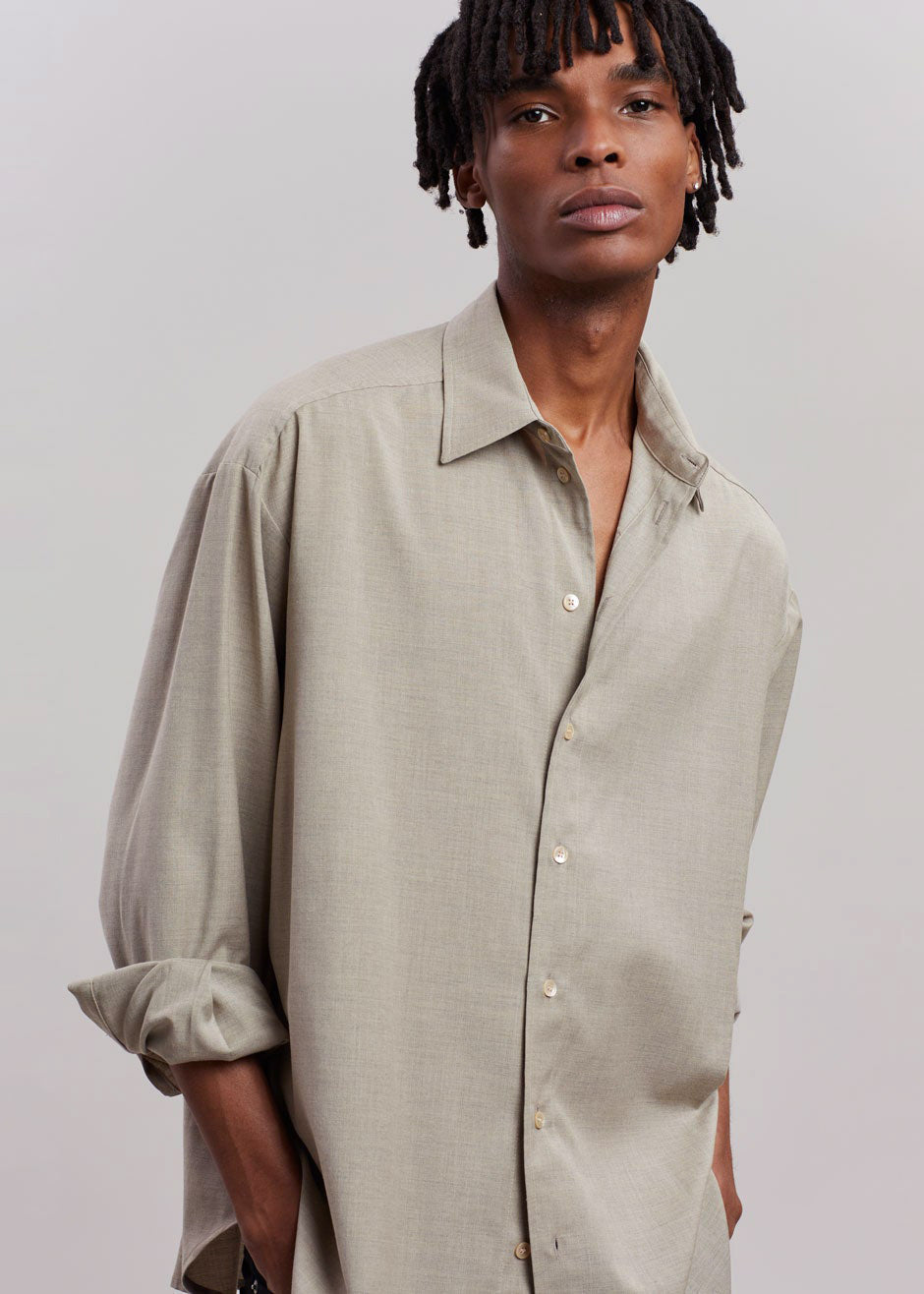 Gelso Shirt - Taupe Melange Shirt Nickishop – view 9 of 12