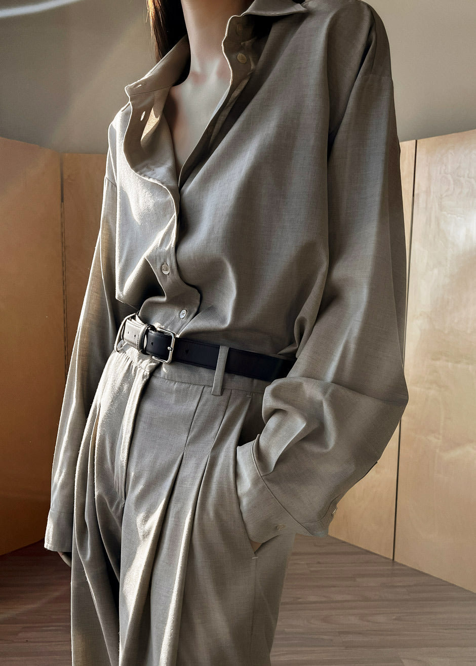 Gelso Shirt - Taupe Melange Shirt Nickishop – view 1 of 12