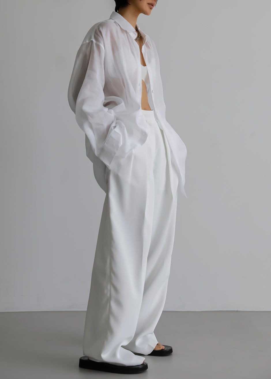 Marlow Oversized Linen Shirt - White Shirt Nickishop – view 3 of 10