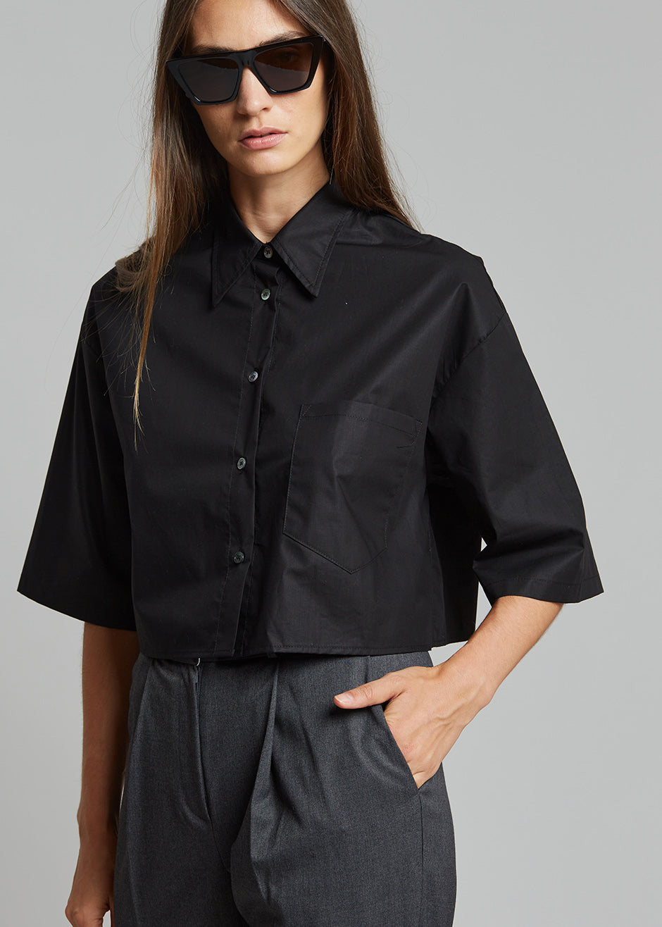 Odem Cropped Shirt - Black Shirt Nickishop – view 4 of 9