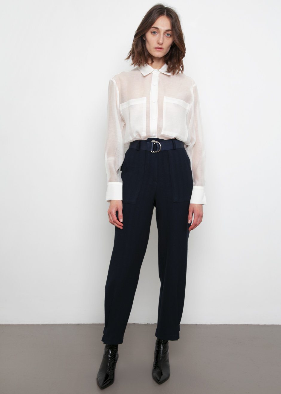 Off White Sheer Button Blouse Shirt Bar – view 4 of 9