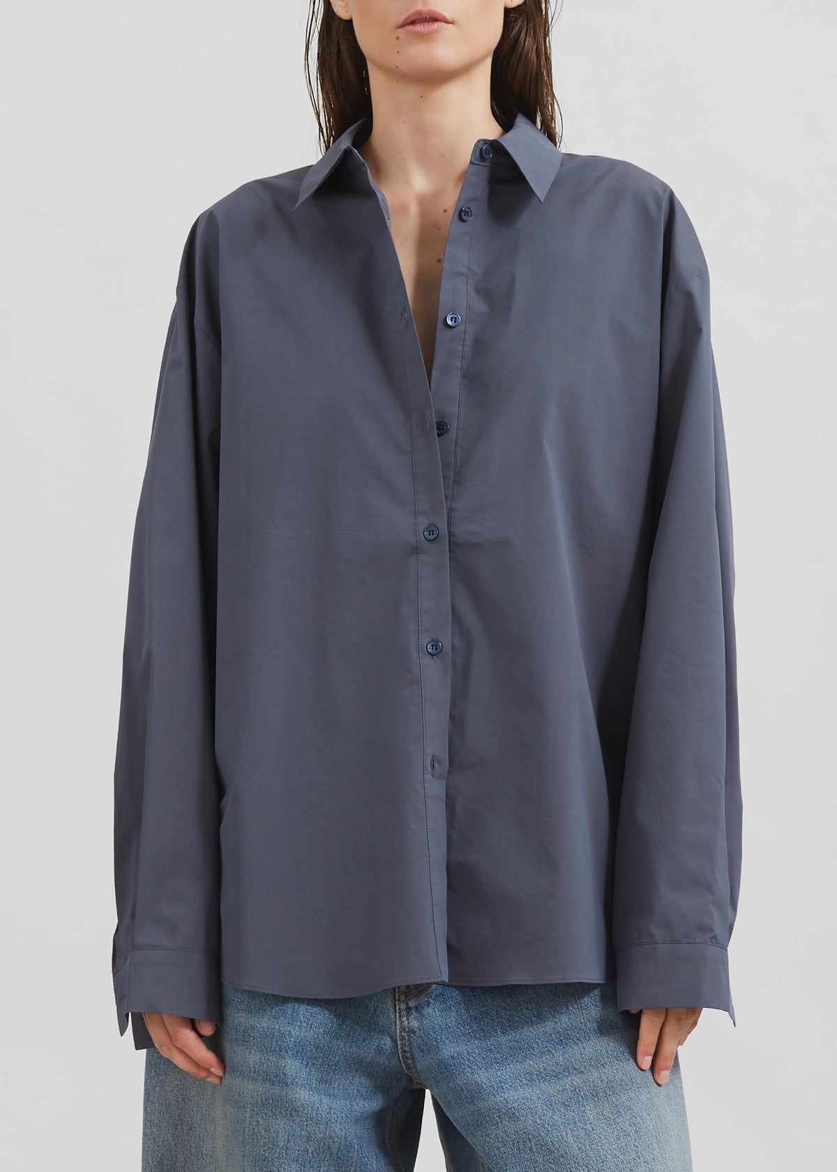 Kae Back Slit Button Up Shirt - Charcoal – view 5 of 9