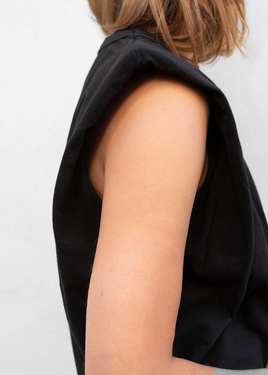 Eva Padded Shoulder Muscle T-Shirt - Black – view 6 of 11