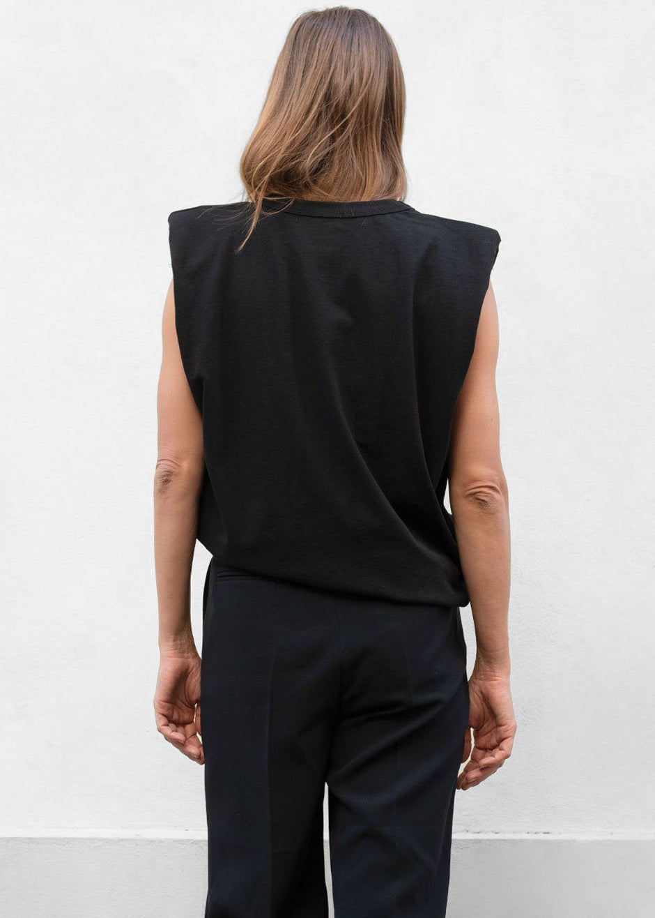 Eva Padded Shoulder Muscle T-Shirt - Black – view 10 of 11